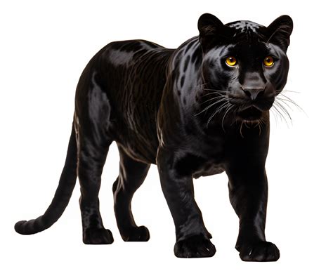 Black Panther Isolated On Transparent Background The Big Black Cat