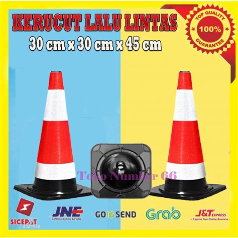 Jual TRAFFIC CONE RUBBER 45 CM KERUCUT LALU LINTAS KERUCUT LALU