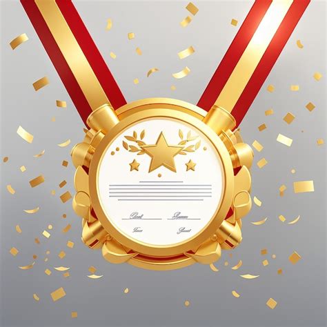 Premium Photo Reward Certificate With Gold Medal Vector Icon