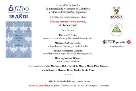 Invitación Presentación El Canto Errante Soacha Grupo Editorial Sial