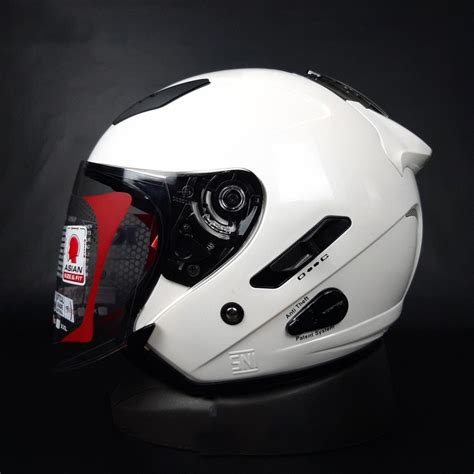 Jual Helm Half Face Kyt Galaxy Flat R Solid Doble Visor White Solid