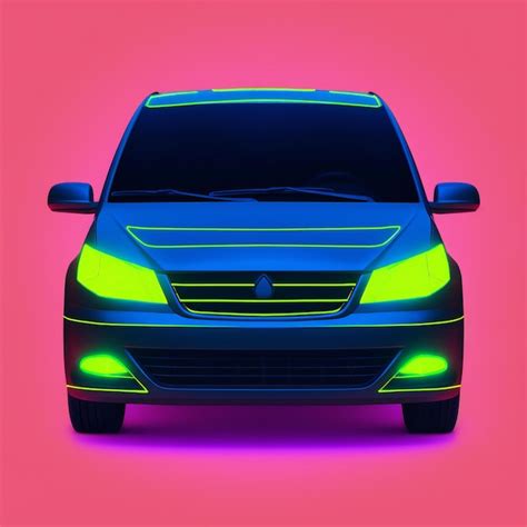 Premium Photo | Modern electric car in neon light on a pink background