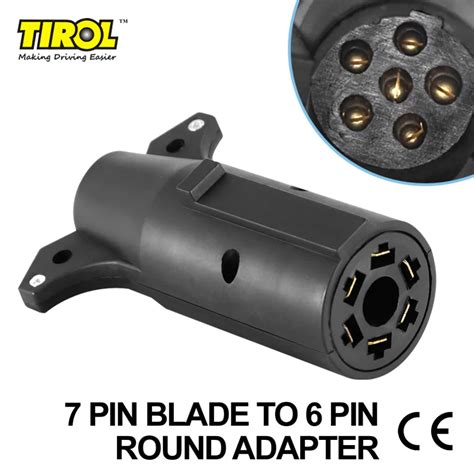 Tirol 7 Pin Blade TO 6 PIN Round Trailer Adapter Trailer Light Plug Connector Round to 4 Pin ...