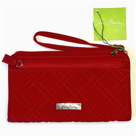 NEW Vera Bradley Wristlet Wallet RED Front Zip Tango Red Microfiber EBay