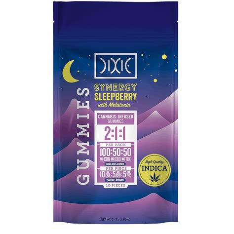 Dixie Brands Synergy Sleepberry 2 1 1 Cbn Cbd Thc Gummies Leafly