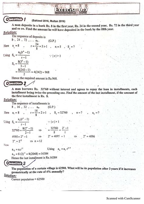 Solution Mathematics St Year Sequence And Series Exercise