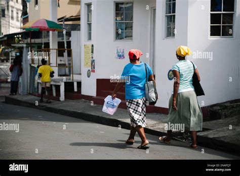 Scene From A Small Fishing Village Of Gouyave In Grenada Gouyave