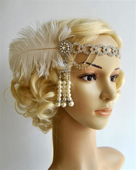 The Great Gatsby 20s Rhinestone Pearls Flapper Headband 20s Flapper