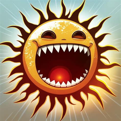 Premium AI Image | Cartoon sun with teeth and teeth wide open with rays ...