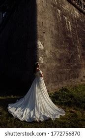 Frightened Girl Blonde Runs Away Forest Stock Photo Edit Now