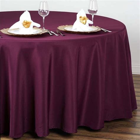 108 Polyester Round Tablecloth Eggplant Efavormart