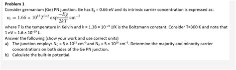 Solved Cm Problem Consider Germanium Ge Pn Junction Chegg