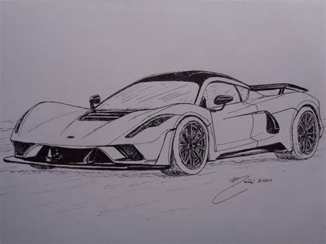 Hennessey Venom F5 Marker Pen Drawing by Joan Mañé