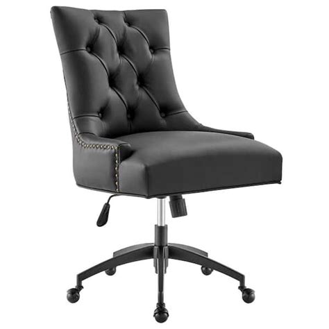 Modway Regent Tufted Black Faux Leather Seat Office Chair With Matte Black Metal Base Eei 4573