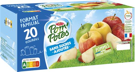 POM POTES Compotes Gourdes Pomme Nature 20x90g Materne 1800 G