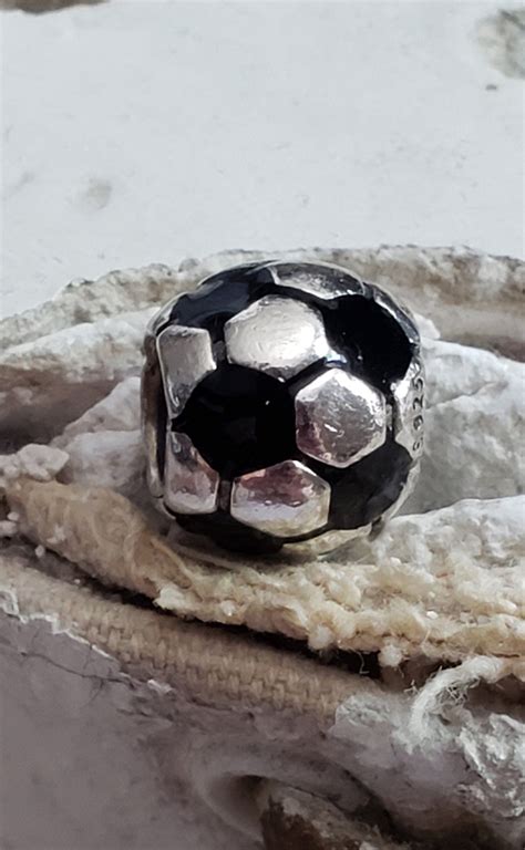 Authentic Pandora Soccer Charm Black Enamel Sterling Hallmarked S