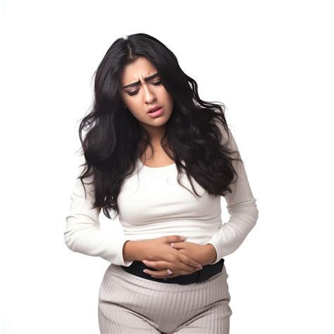 Premium Ai Image Discomfort Unveiled A Captivating Snapshot Of A Latina Suffering From Stomach