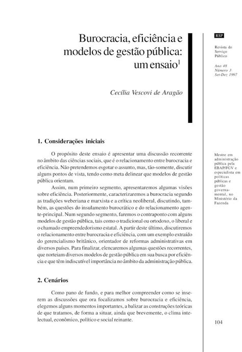 PDF Burocracia eficiência e modelos de gestao publica DOKUMEN TIPS