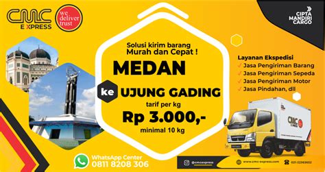 Ekspedisi Medan Ke UJUNG GADING Murah Tarif 3 000 Per Kg Min 10 Kg