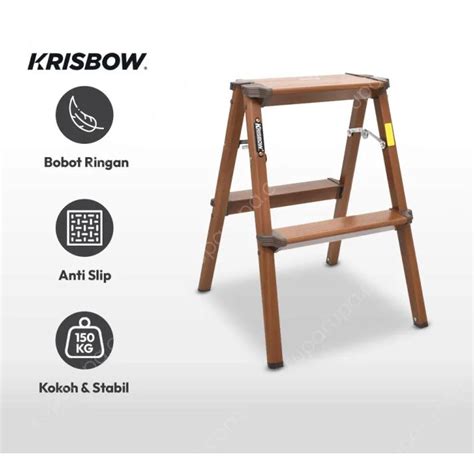 Jual Krisbow Tangga Lipat Aluminium Ladder Pijakan 2 Step Motif Kayu