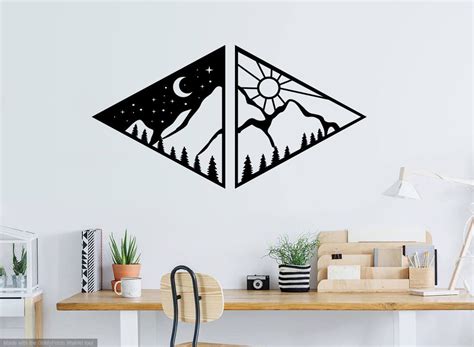 Sun Moon And Mountain Metal Home Decor Sun And Moon Wall Art