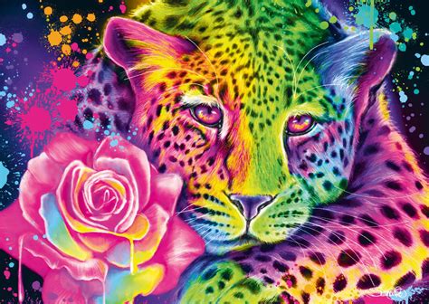 Puzzle Sheena Pike Leopardo Arcobaleno Neon 1 000 Pezzi Puzzle Mania It