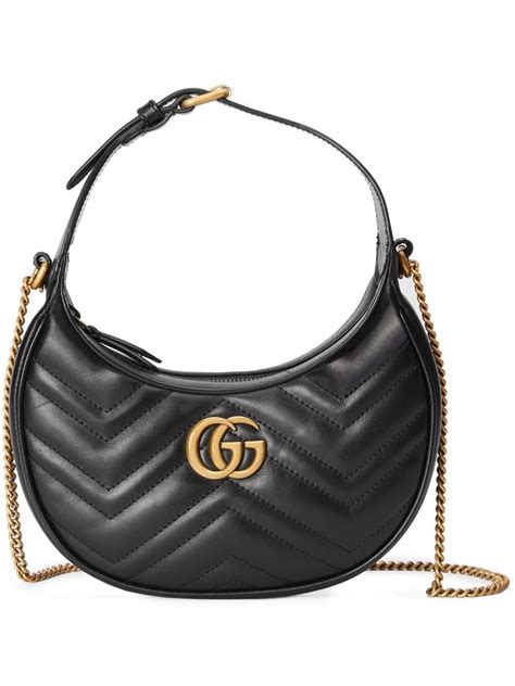 Gucci Gg Marmont Half Moon Shaped Mini Bag In Black Modesens