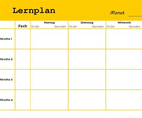 Lernplan Vorlage Kostenlos Studyscript