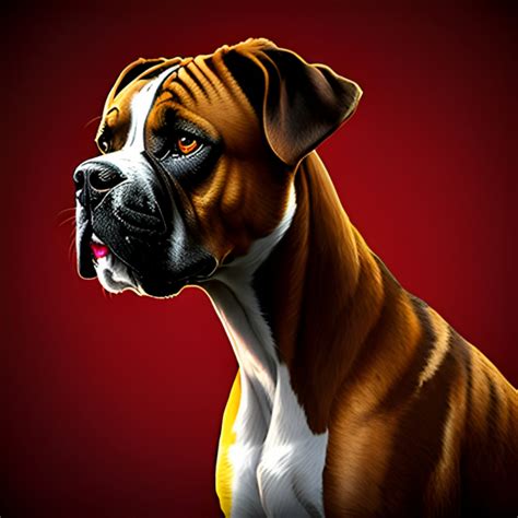 ArtStation - Portrait of a Boxer dog on red background | Artworks