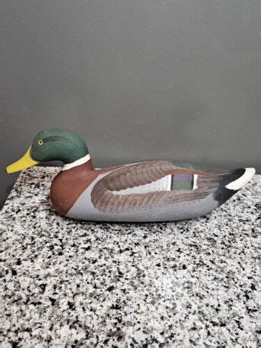 Vintage Signed Captain Harry Jobes Maryland Wood Mallard Duck Decoy