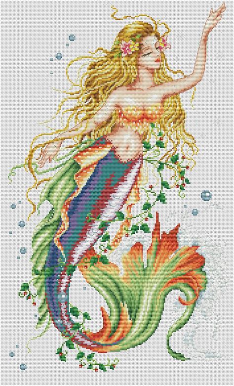 Brilliant Mermaid Cross Stitch Pattern Ocean Princess Digital Etsy