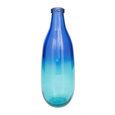 Litton Lane 16 In Blue Spanish Recycled Glass Decorative Vase With