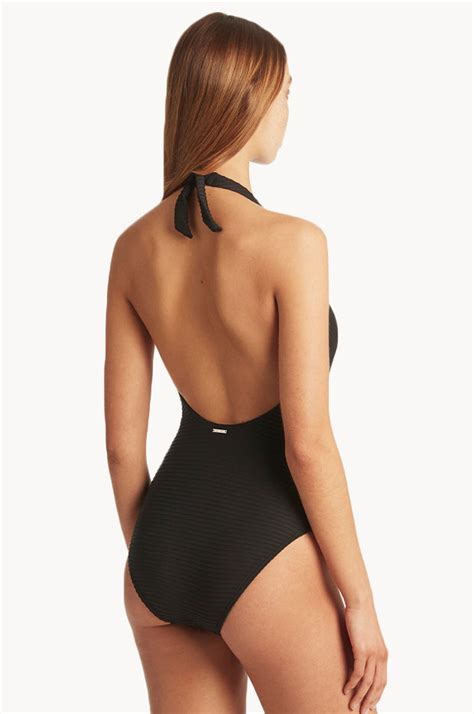 Sea Level Spinnaker Keyhole Halter One Piece Black Swimwear Galore Us