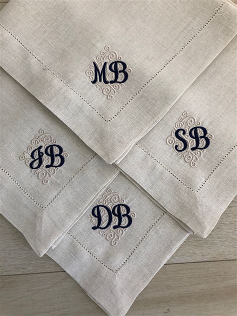 Monogram Embroidered Linen Napkins Cloth Napkins Etsy