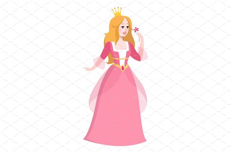 Princess In Pink Dress Fantasy Vector Graphics ~ Creative Market