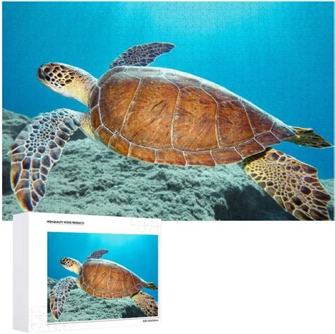 Dreamtimes Wooden Jigsaw Puzzles 1000 Pieces Beautiful Sea Turtle Swimming In The Sea