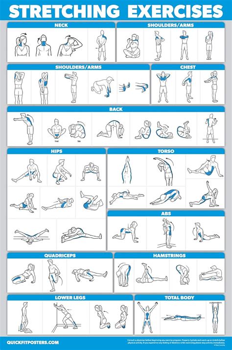 Quickfit Stretching Workout Exercise Poster Stretch