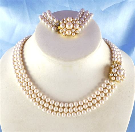 Vintage Monet Elegant Multi Strand Faux Pearl Necklac Gem