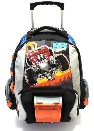 Mochila Hot Wheels z Rodinhas E Alças Tam G Sestini Parcelamento sem juros