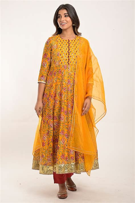 Citrus Printed Anarkali Set Design By Jaipuri Banno At Pernias Pop Up