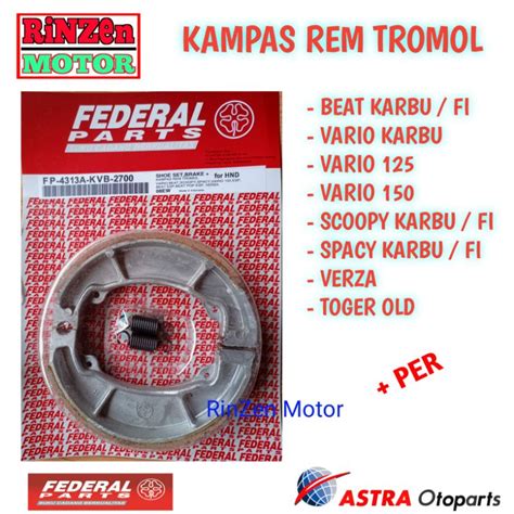 Jual Kampas Rem Tromol Beat Vario 150 Scoopy Spacy Verza Federal FP