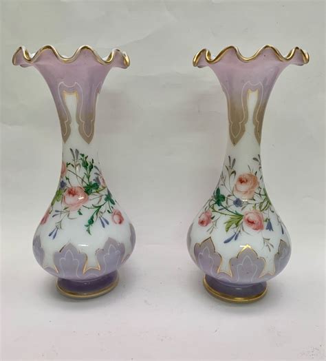 Proantic Baccarat Pair De Vases En Opaline