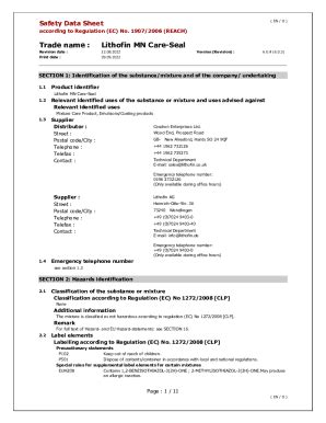 Fillable Online Safety Data Sheet According To EC No 1907 2006 As