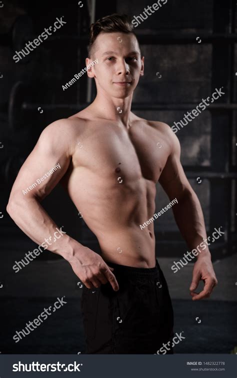 Muscular Guy Naked Torso Stands Half Stock Photo 1482322778 Shutterstock