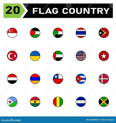 Flag Country Icon Set Include Country Flag Symbol National Travel