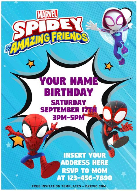 Free Editable Pdf Epic Spidey And His Amazing Friends Birthday