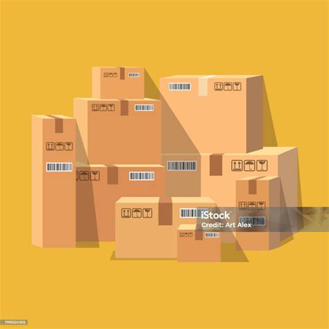 Cardboard Boxes On White Background Vector Illustration Stock