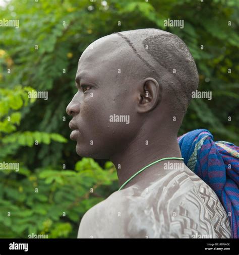 Surma Man With Body Painting Tulgit Omo River Valley Ethiopia