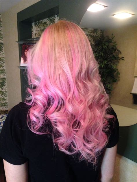 Balayaged Ombré Pink Highlights Done With Elumen By Goldwell Candy