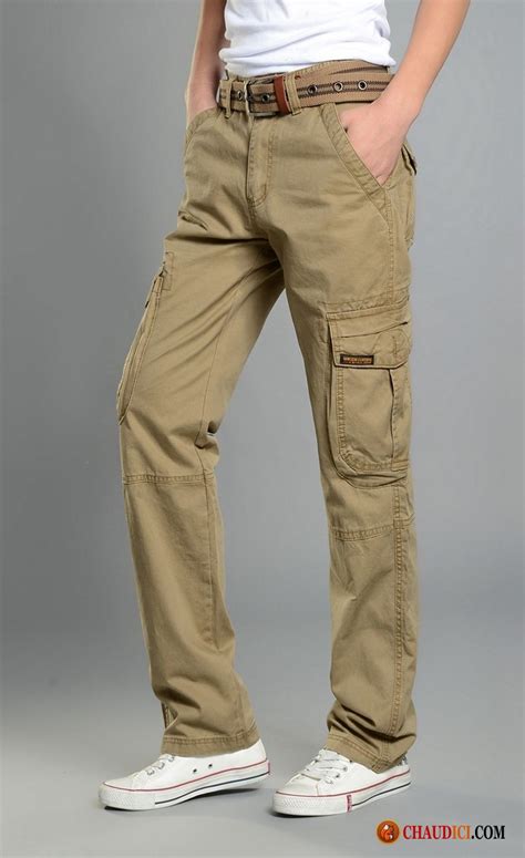 Pantalon Toile Beige Homme Marine Jambe Droite Pantalons Coton Bio